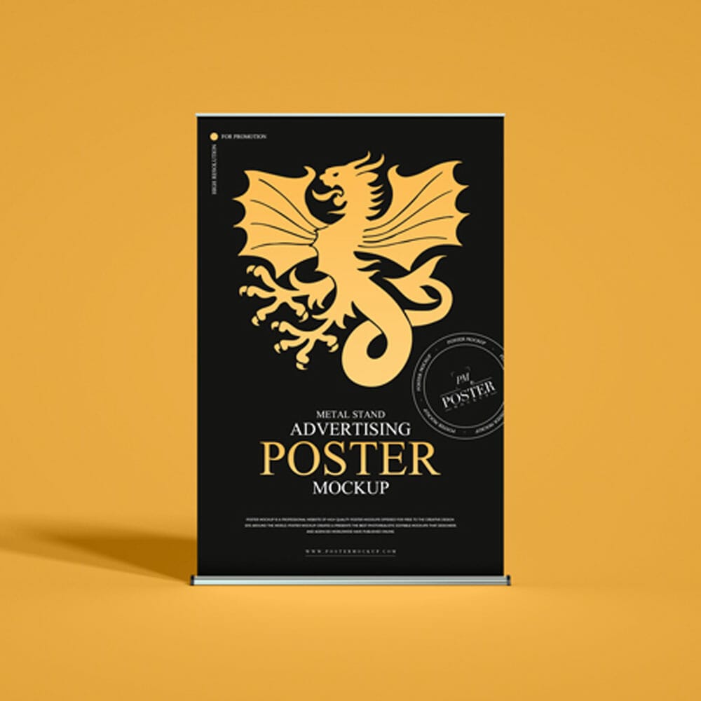 Metal Stand Advertising Poster Mockup