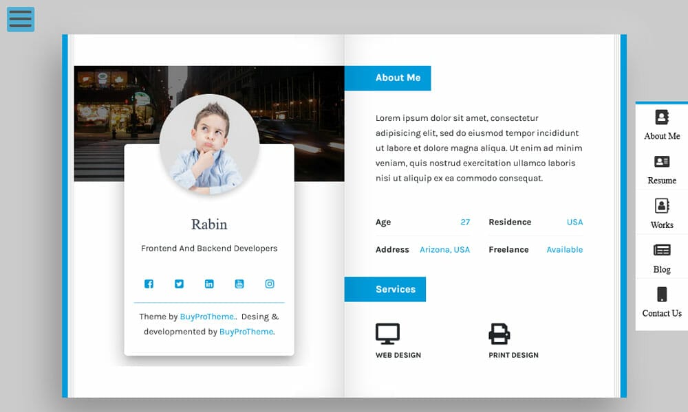 10+ Best Free Resume WordPress Themes 2022 5 Rabin Resume Vcard