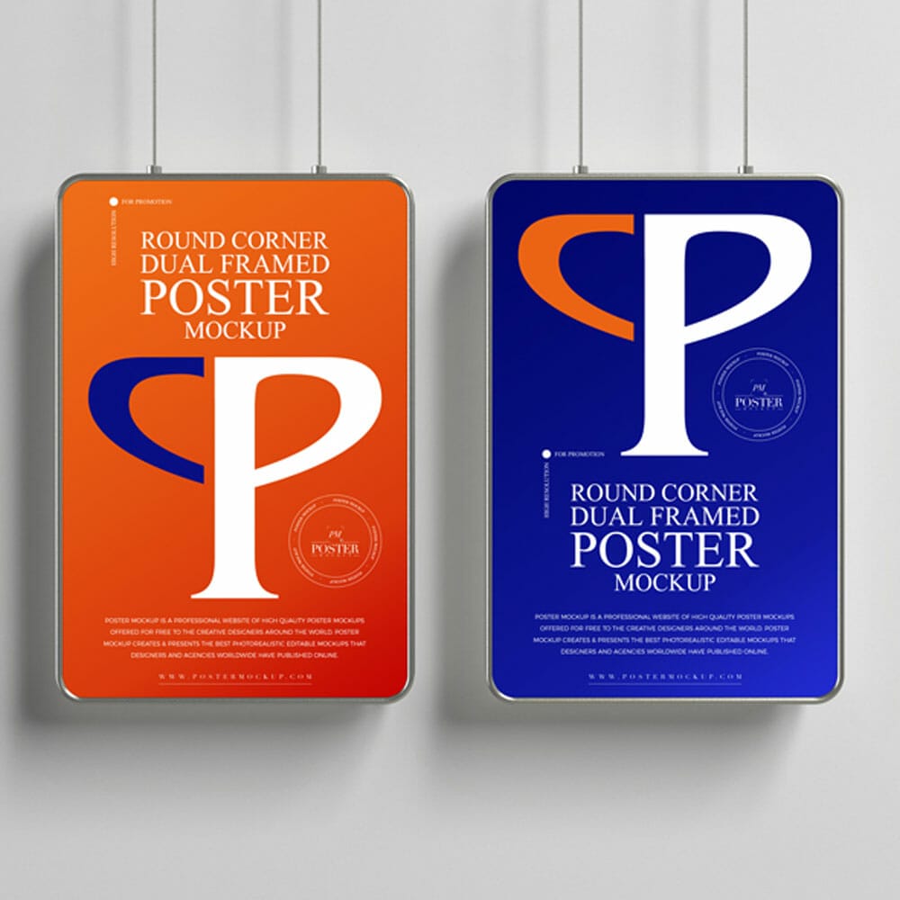 Round Corner Dual Framed Poster Mockup