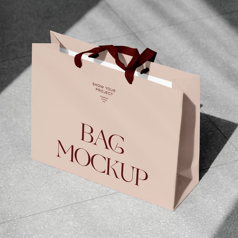 Shopping Bag On Street Mockup