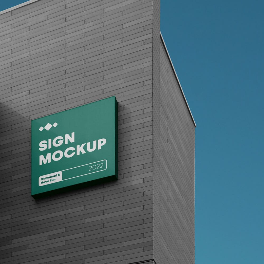 Sign On The Building Mockup