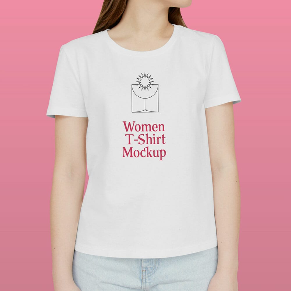 Standing Woman with T-shirt Mockup