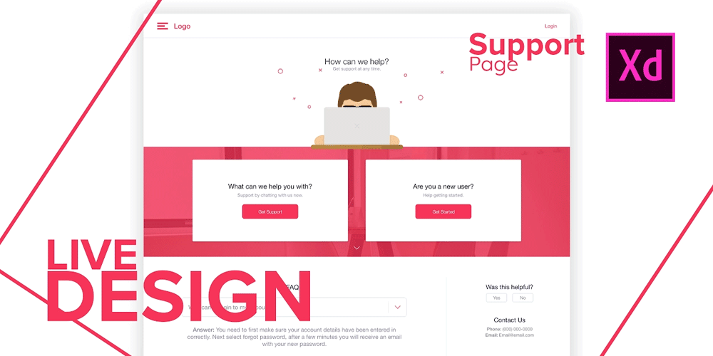 Support Page UI in Adobe XD