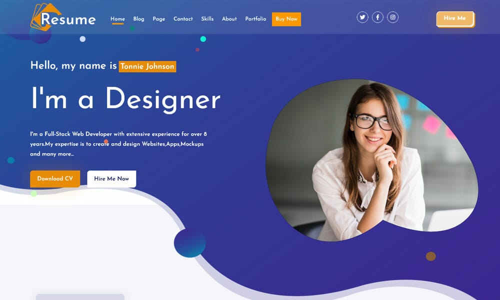 10+ Best Free Resume WordPress Themes 2022 1 Vcard CV Resume
