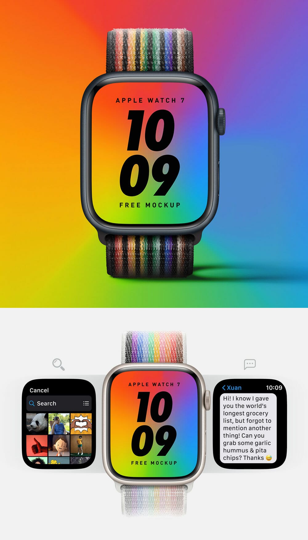 2 Free Apple Watch Series 7 App Mockup PSD Files