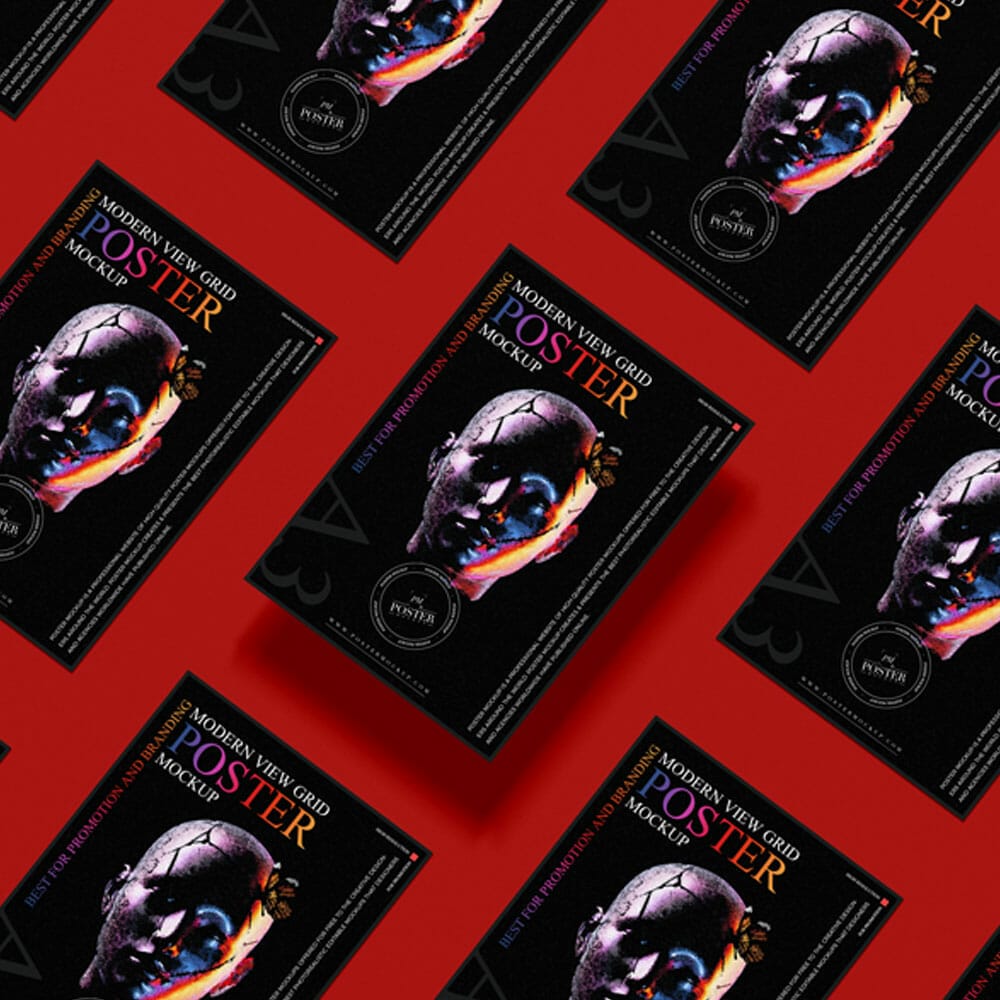 A3 Modern View Grid Poster Mockup