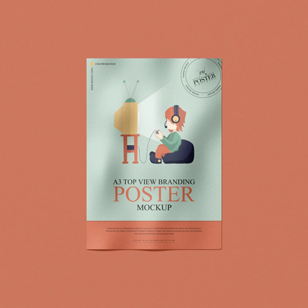 A3 Top View Branding Poster Mockup