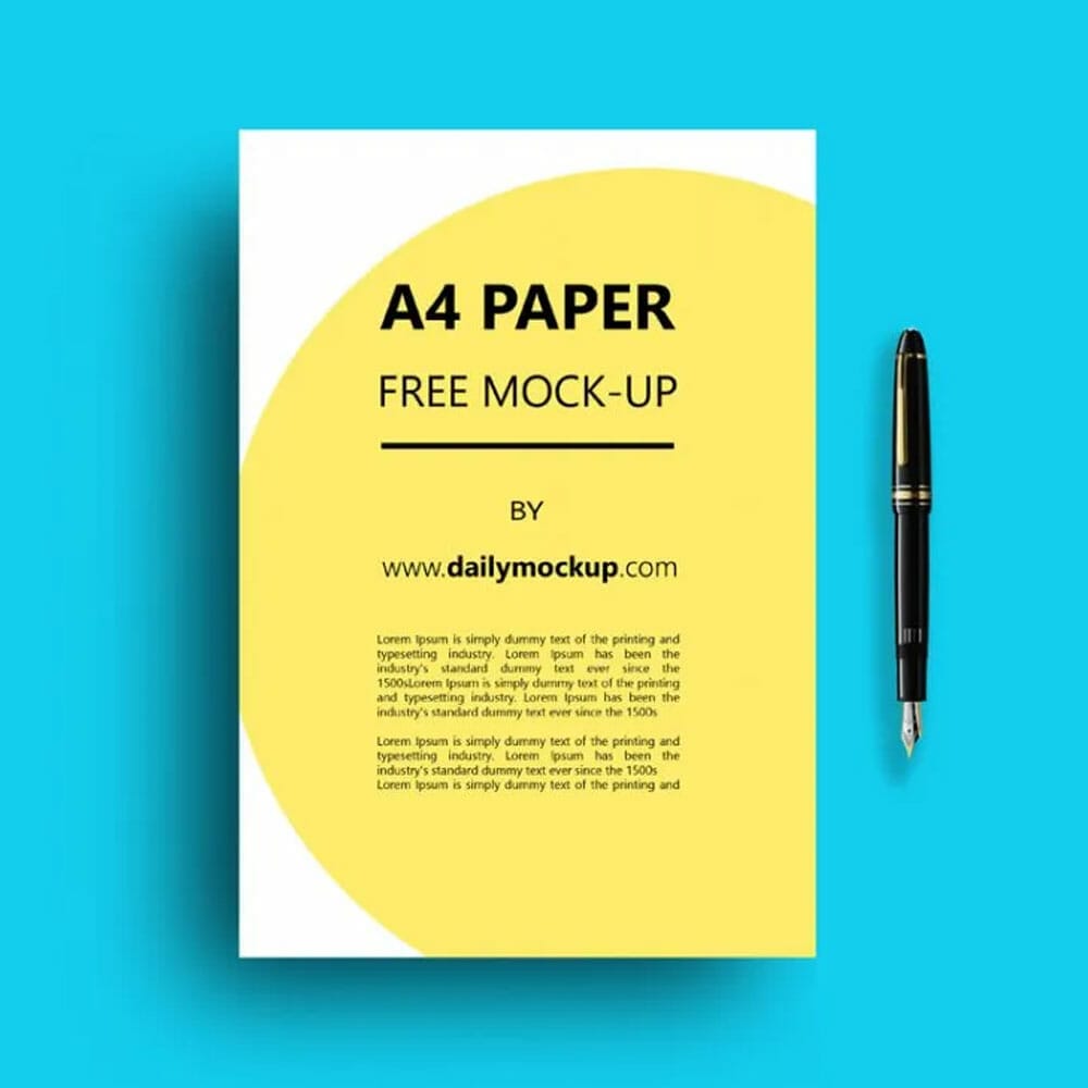 A4 Paper Free Mockup PSD