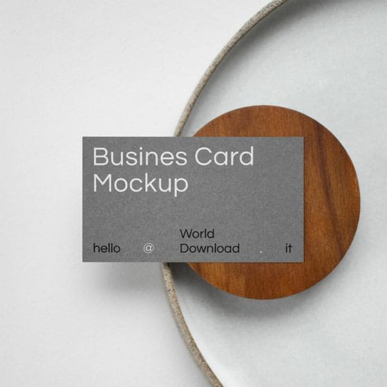 Business Card On Plate PSD Mockup