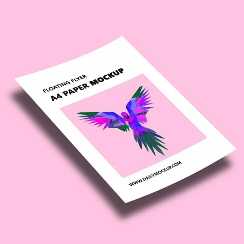 Floating Flyer A4 Paper Mockup
