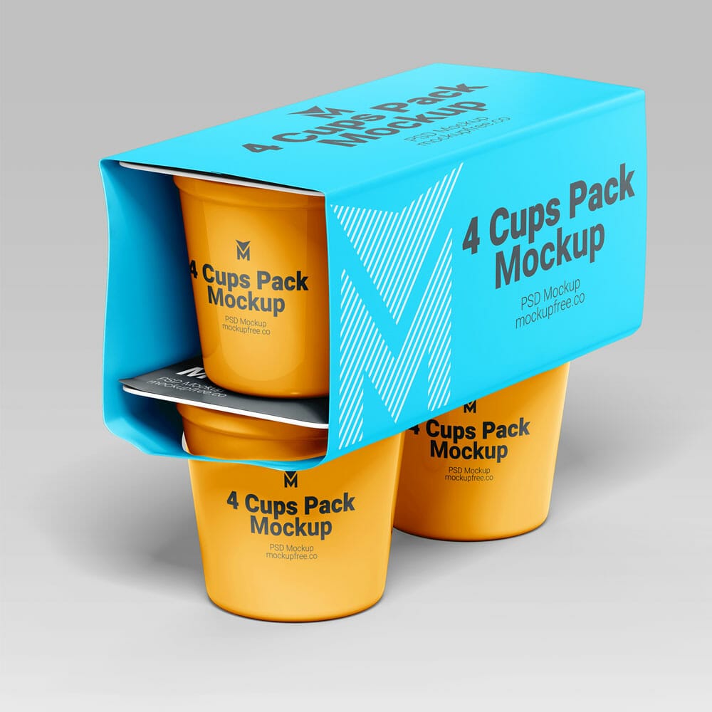 Free 4 Cups Pack Mockup