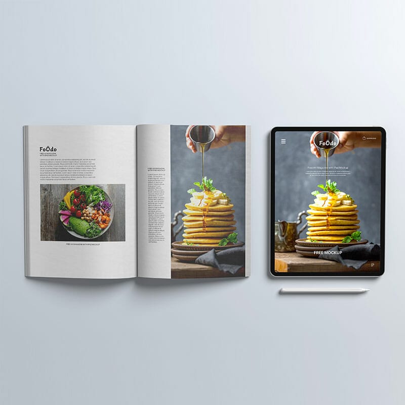 Free A4 Magazine With iPad Mockup