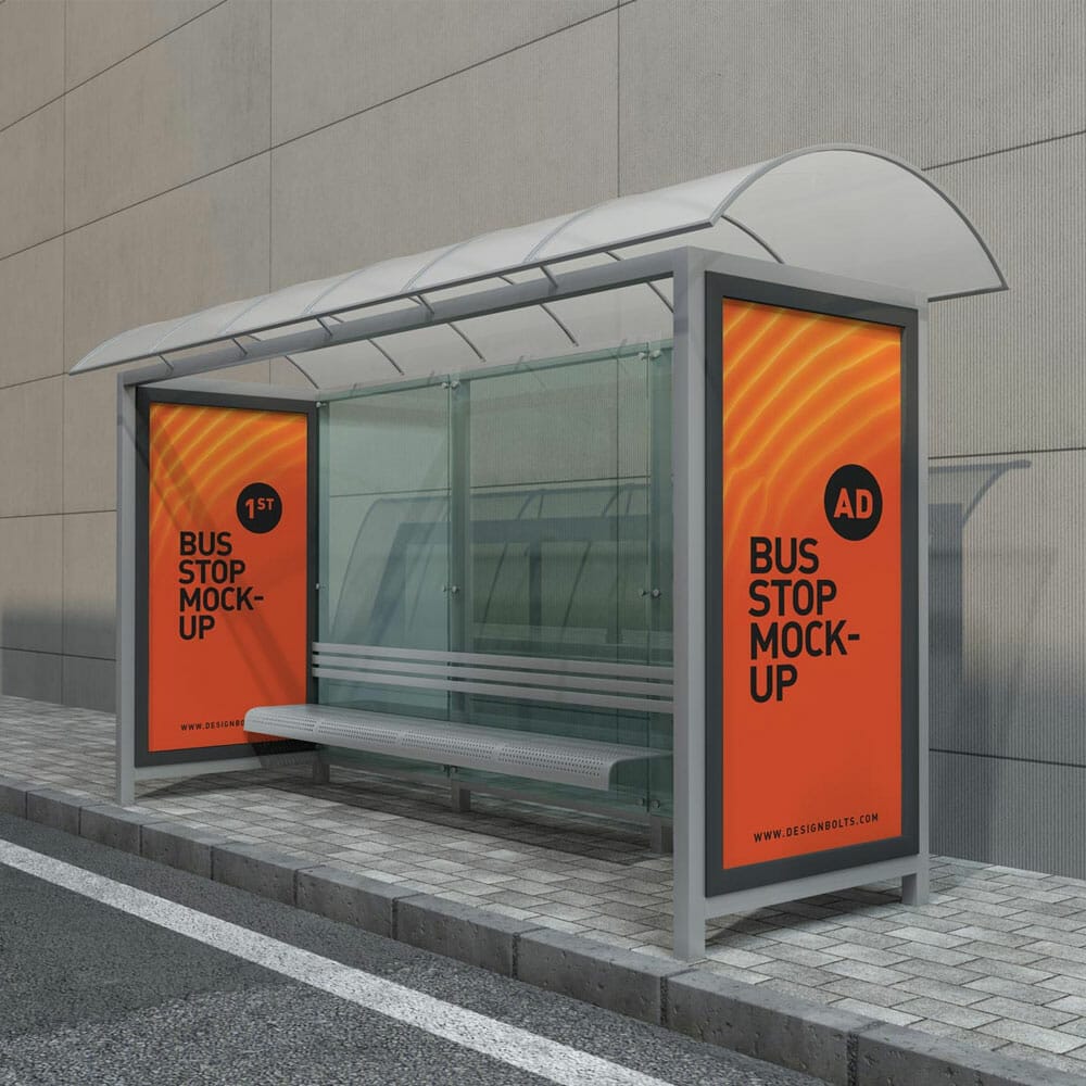Free Bus Stop Mockup PSD