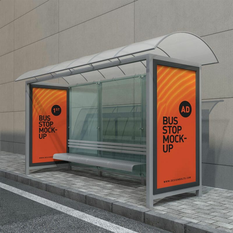 Free Bus Stop Mockup PSD