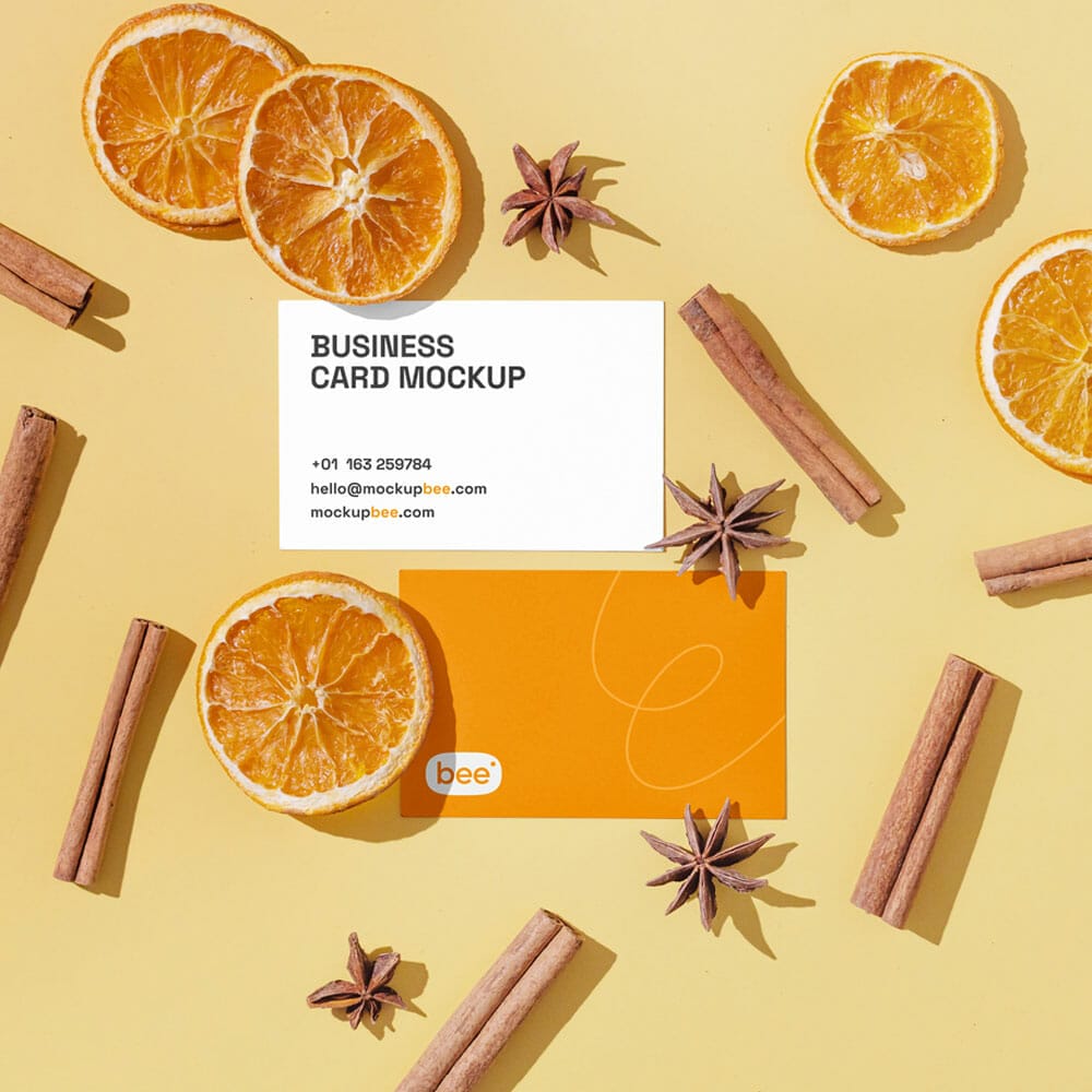 Free Business Card With Fruit And Spice Mockups