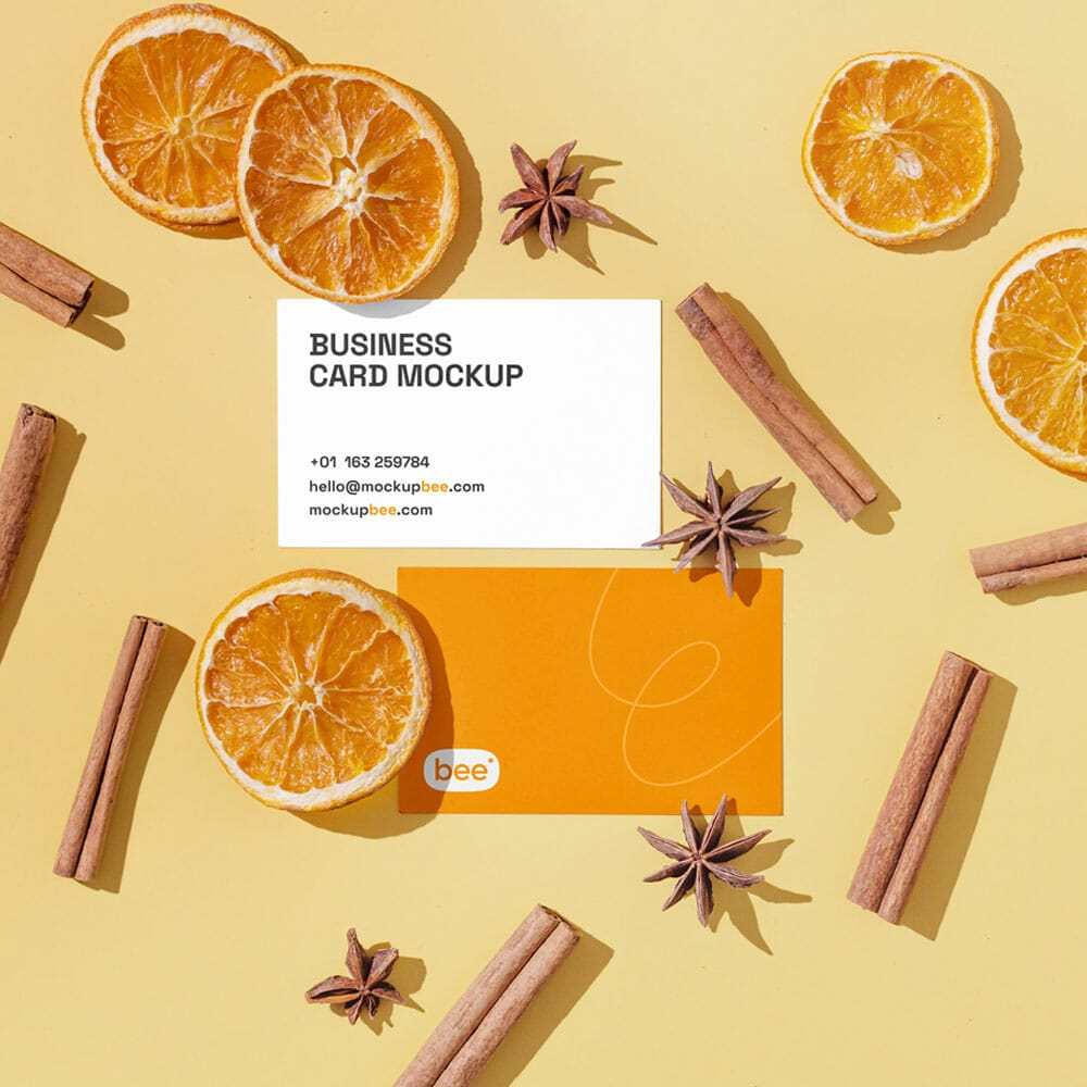Free Business Card With Fruit And Spice Mockups