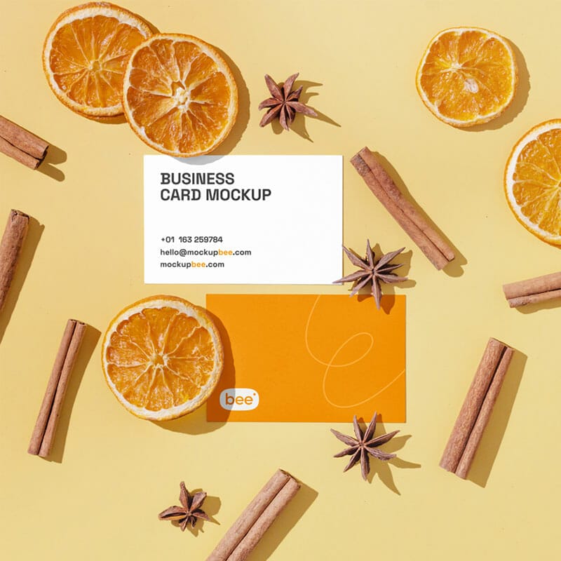 Free Business Card With Fruit And Spice Mockups