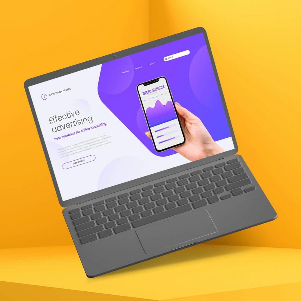 Free Clay Laptop Mockup PSD Template