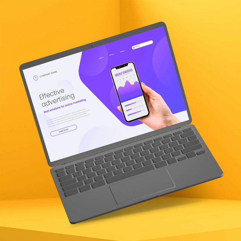 Free Clay Laptop Mockup PSD Template