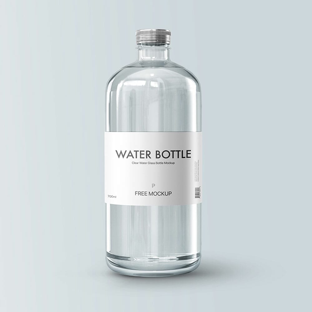 Free Clear Water Glass Bottle Mockup