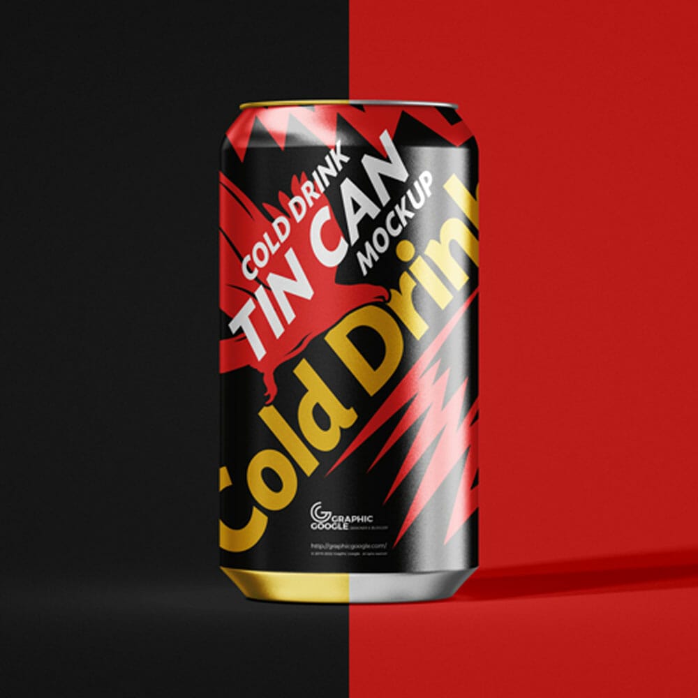 Free Cold Drink Tin Can Packaging Mockup