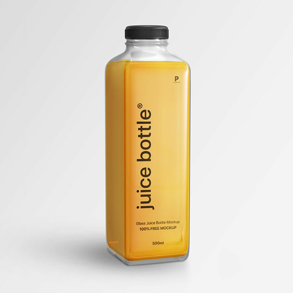 Free Glass Juice Bottle Mockup