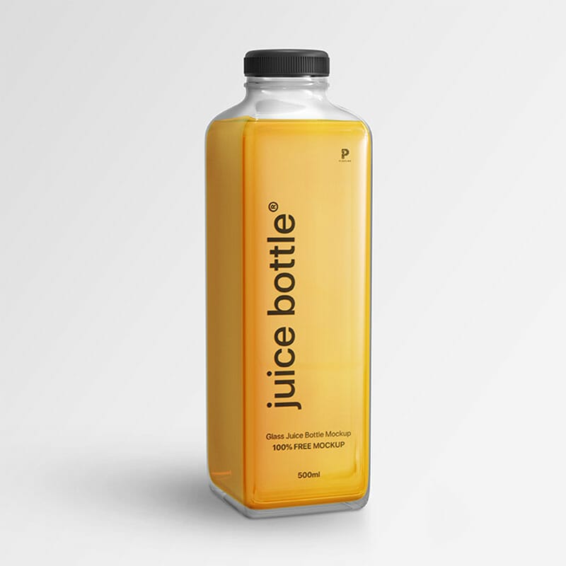 Free Glass Juice Bottle Mockup