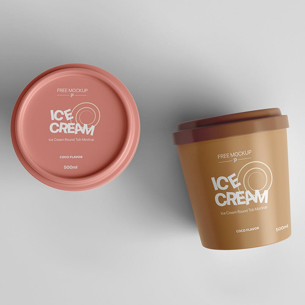 Free Ice Cream Round Tub Mockup
