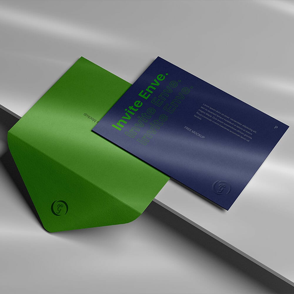 Free Invite Envelope And Card Mockup