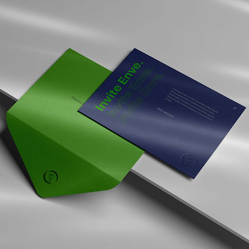 Free Invite Envelope And Card Mockup