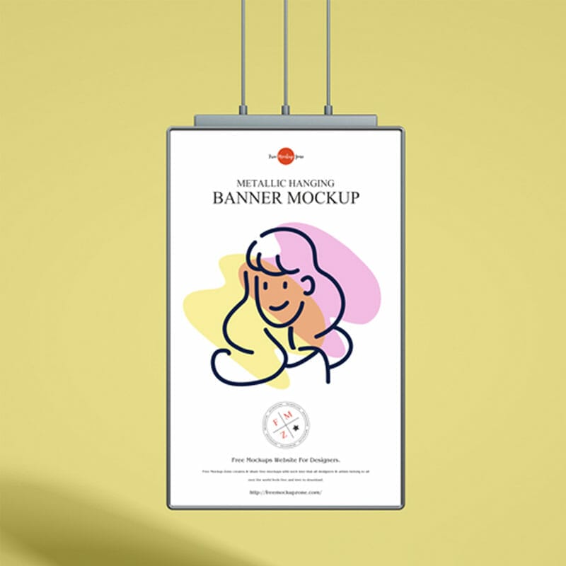Free Metallic Hanging Banner Mockup