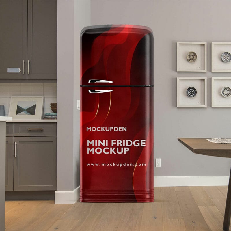 Free Mini Fridge Mockup PSD Template