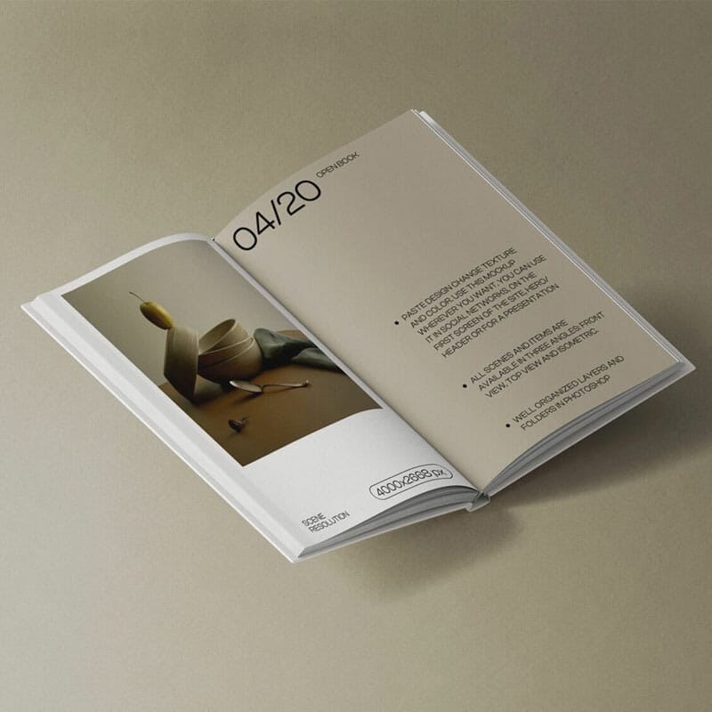 Free Open Hard Cover Book Mockup Isometric