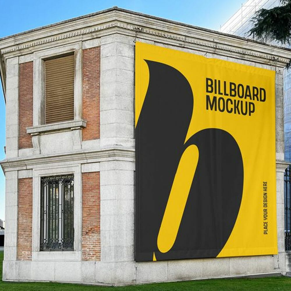 Free Outdoor Billboard On A Building Mockup