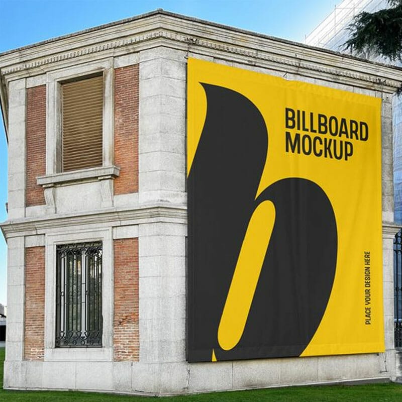 Free Outdoor Billboard On A Building Mockup