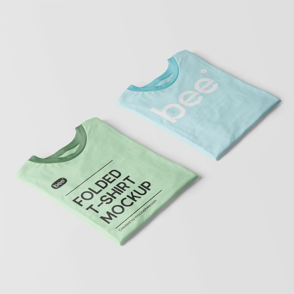 Free Perspective Folded T-Shirt Mockups