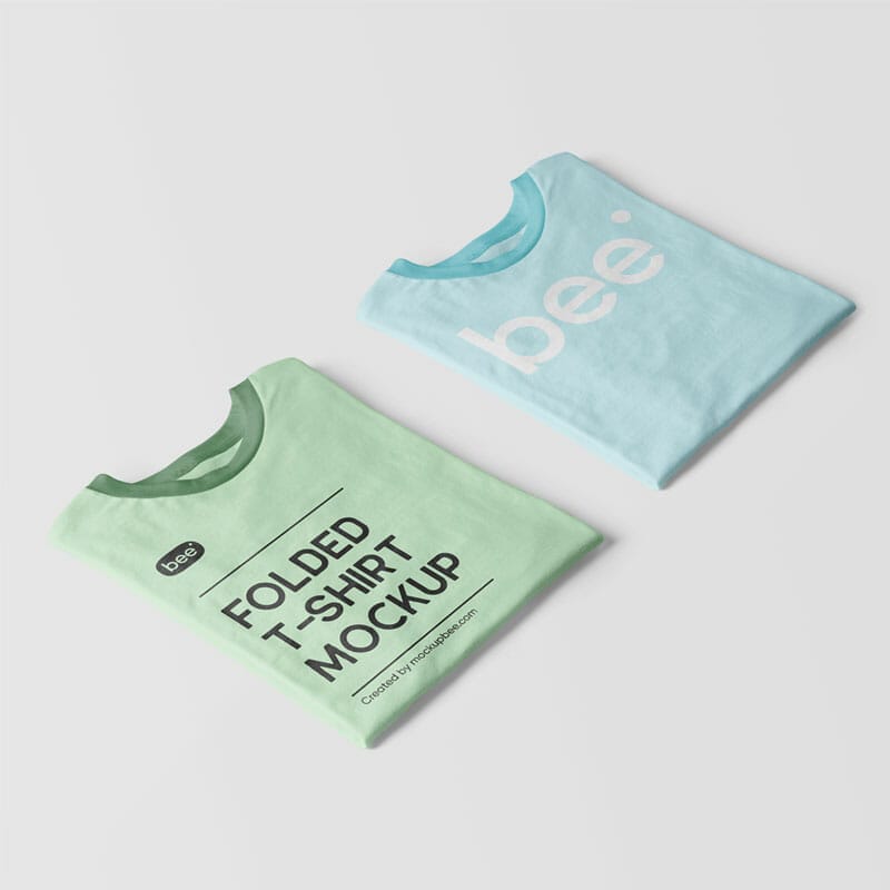 Free Perspective Folded T-Shirt Mockups