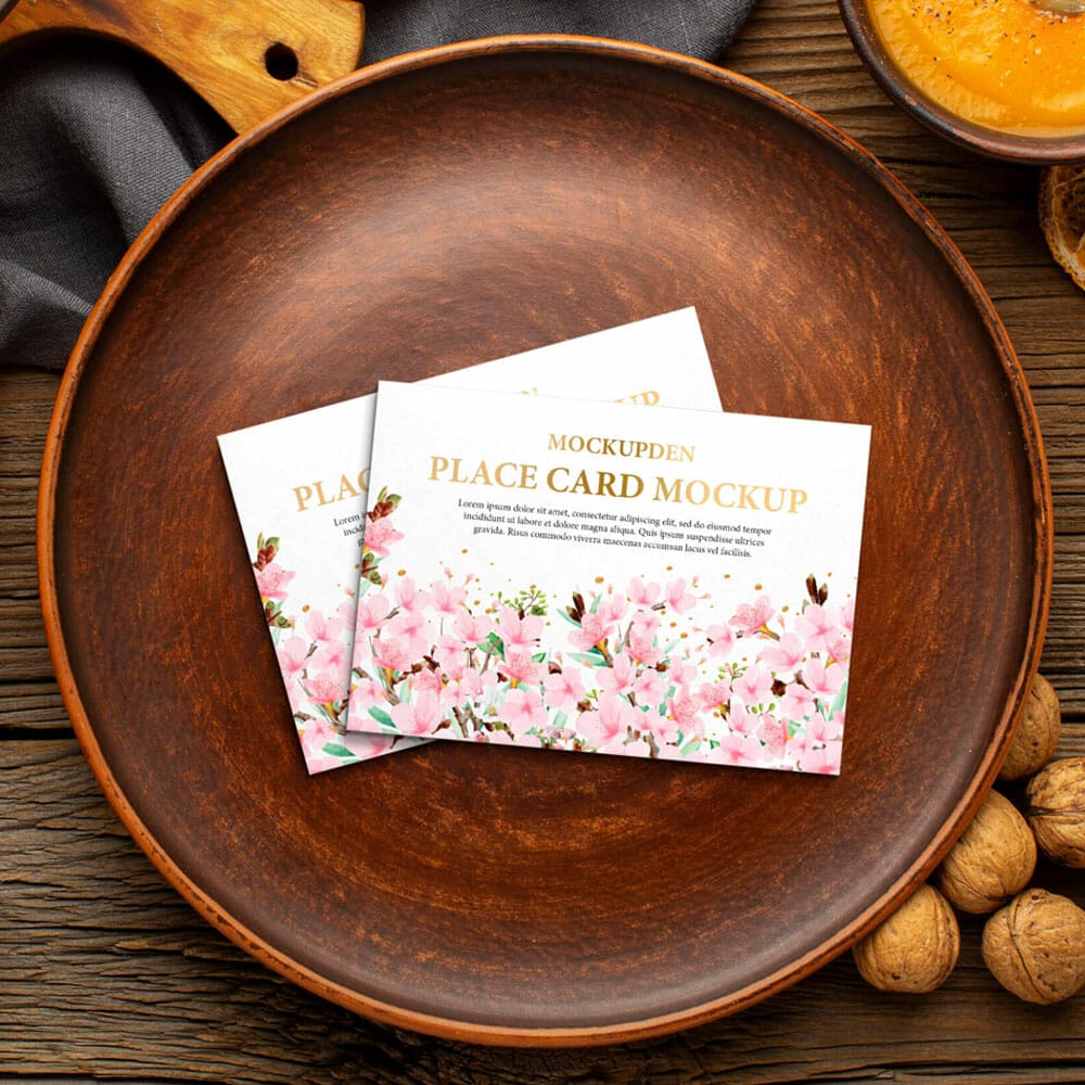 Free Place Card Mockup PSD Template