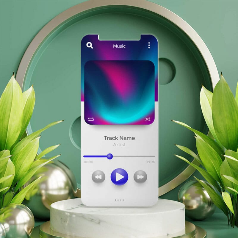 Free Podcast App Mockup PSD Template