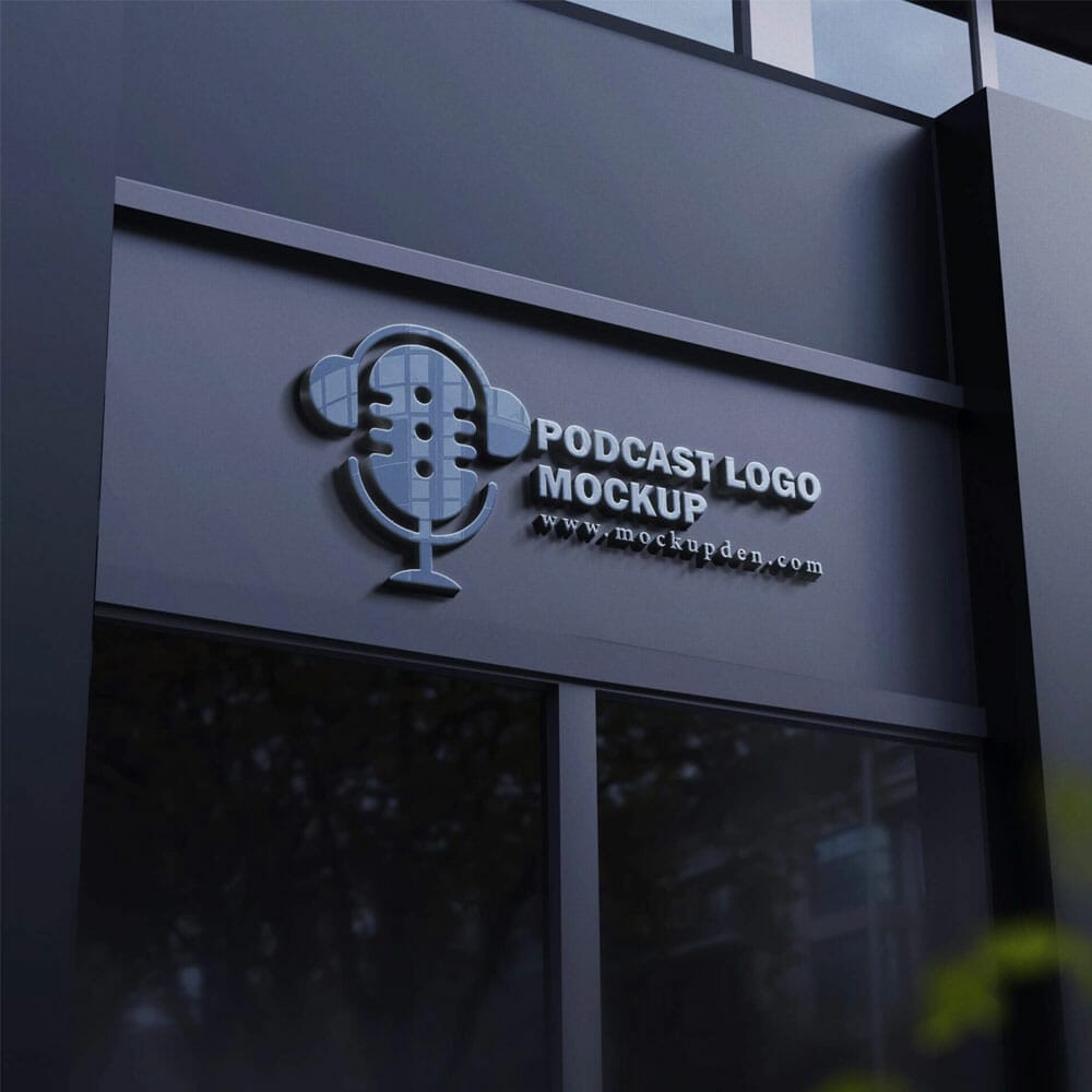 Free Podcast Logo Mockup PSD Template