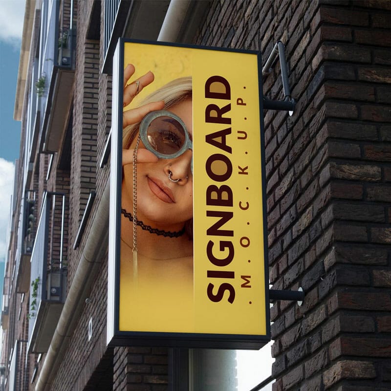 Free Portrait Street Signboard Mockup PSD