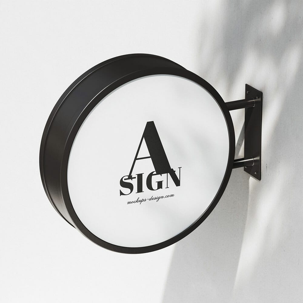 Free Round Street Sign Mockup