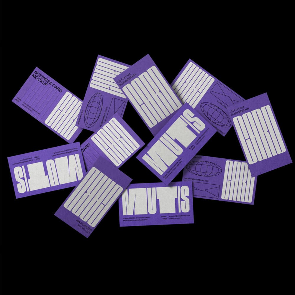 Free Scattered Business Card Mockups Top View