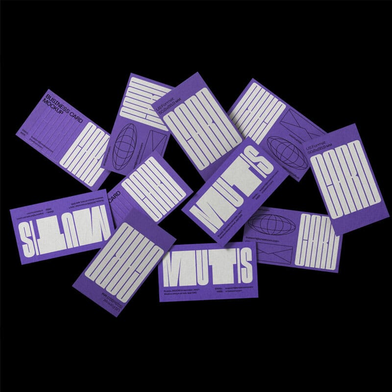 Free Scattered Business Card Mockups Top View