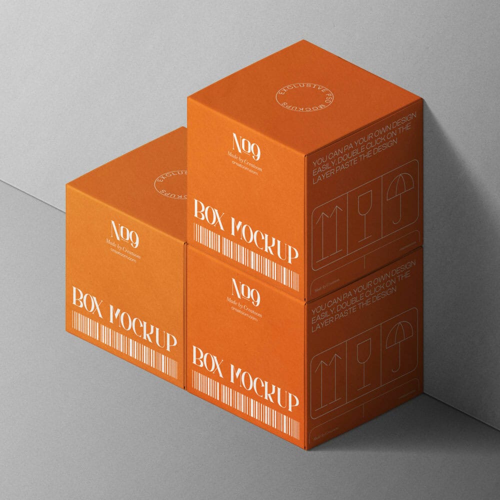 Free Scene With Square Paper Boxes Isometric