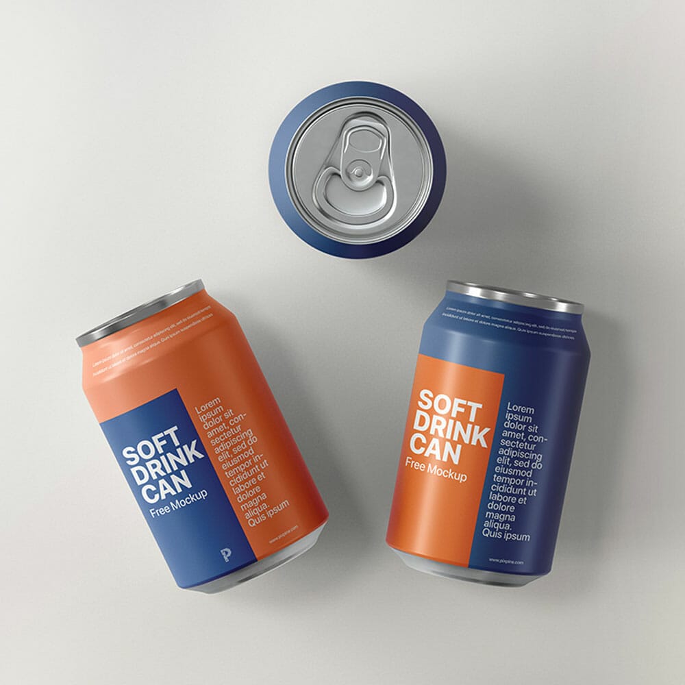 Free Soft Drink Can Mockup