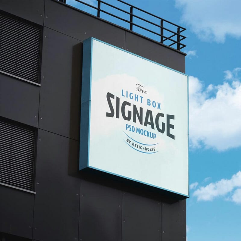 Free Square Signboard Mockup PSD