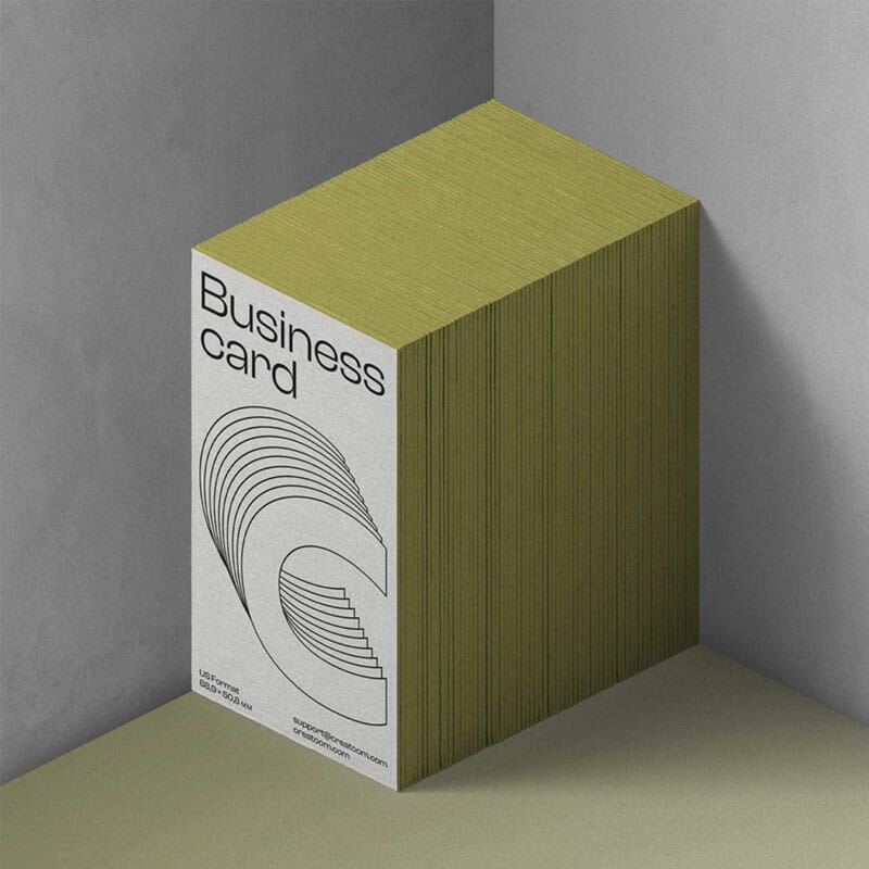 Free Stack Of Business Card Mockups In The Corner Isometric