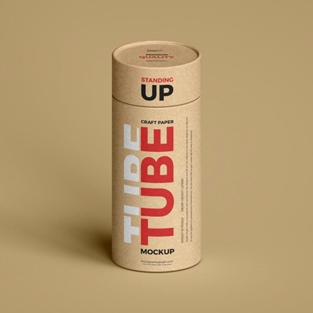 Free Standing Up Craft Paper Tube Mockup
