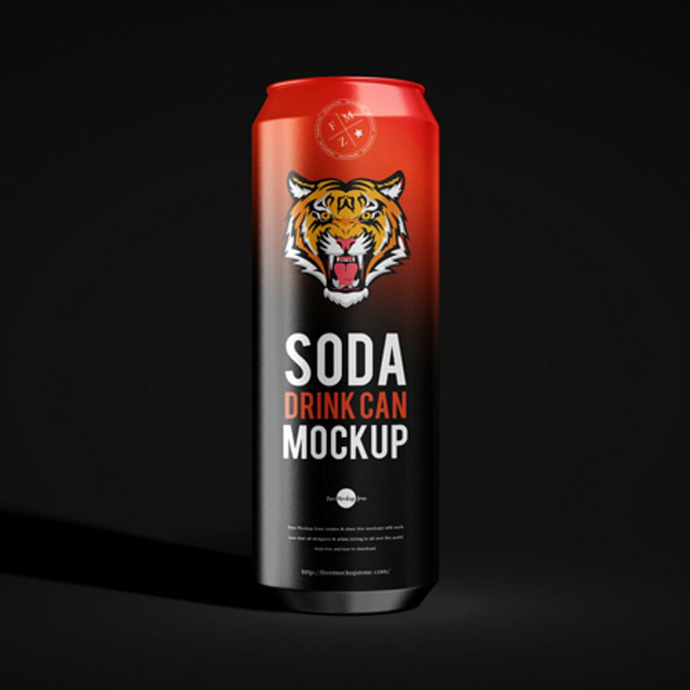 Free Standing Up Soda Drink Tin Can Mockup